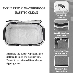 Portable Collapsible Picnic Cooler Bag Insulated Picnic <b>Basket</b> with Lid Folding Insulated Outdoor Picnic <b>Basket</b> - Product Image 3