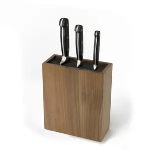 Acacia Wood Blade Holder PP Stripes Bristles Kitchen Household Multi-function Knife Storage Universal Knife Block