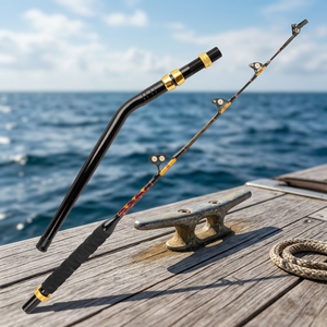 Caña de Pescar de Fibra de Vidrio para Pesca de Arrastre en Agua Dulce, 130 lbs, para Lubina y Trucha, Acción Media, Guías de Acero Inoxidable de Alta Densidad, EVA, para Barco - Product Image 3