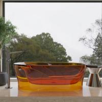 Baignoire autoportante ovale moderne et confortable en résine pure transparente, écologique et durable, pour bain à l'italienne en intérieur 5