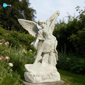 รูปปั้นนักบุญไมเคิล แองเจิล ขนาดเท่าคนจริง ทำจากหินอ่อนสีขาว สำหรับตกแต่งโบสถ์กลางแจ้ง สวนหย่อม - Product Image 6
