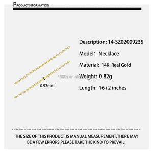 Collar de cadena redondo de oro amarillo de <span class=keywords><strong>14K</strong></span> para hombre y mujer, cadena de oro de 14 quilates, novedad, diseño Simple, venta al por mayor - Product Image 6