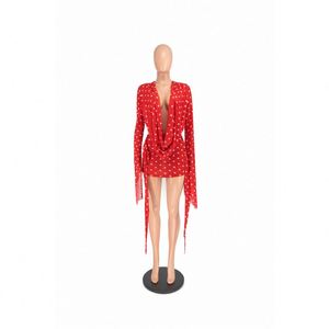 Elegante <span class=keywords><strong>Abito</strong></span> Estivo da Spiaggia per Donna <span class=keywords><strong>in</strong></span> <span class=keywords><strong>Maglia</strong></span> Crochet <span class=keywords><strong>Bordeaux</strong></span> a Maniche Lunghe - Product Image 2