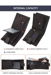 Carteras de Cuero Vacuno Genuino para Hombre, Venta al por Mayor, Estilo Delgado, con Ranuras para Tarjetas de Crédito, Cartera de Bolsillo Personalizada con Ventana para Identificación - Product Image 4