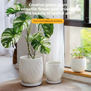 <span class=keywords><strong>Pot</strong></span> <span class=keywords><strong>de</strong></span> fleurs en résine épaissi à motif ondulé, style luxe léger, pour salon et balcon, idéal pour l'<span class=keywords><strong>extérieur</strong></span> - Product Image 2