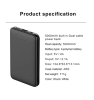 Powerbank Carte de Crédit avec Logo Personnalisé, 5000mAh 10000mAh, Lithium Polymère, Portable OEM, Plate, Ultra Fine, pour iPhone