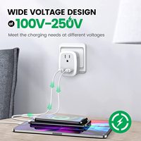 Adaptateur secteur international Reisende CN-7 avec 2 ports USB, prises américaines, prise européenne 3-en-1, blanc, ABS, norme IEC, OEM