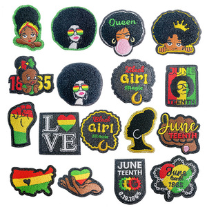 पैच काले इतिहास पर कढ़ाई वाले जुनेवां लोहा काले रंग की लड़की काली लड़की कपड़े के लिए बुलबुला पैच - Product Image 3