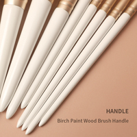 Lot de 12 pinceaux de maquillage professionnels de luxe en bois blancs pour femmes, personnalisables avec logo, synthétiques et de haute qualité