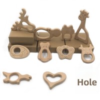 Jouet de dentition créatif pour enfants TK, en bois de hêtre poli, motif animal de dessin animé, avec perles détachables pour bébés