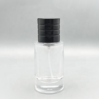 Atomiseur de luxe rond droit rechargeable de 30ml vaporisateur bouteille de parfum en verre transparent avec divers bouchon de pulvérisation de parfum