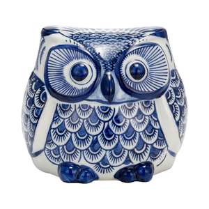 Statuetta in Ceramica a Forma di Gufo, Scultura Tradizionale in Gres Decorativa per Casa, Ufficio, Bagno - Product Image 1