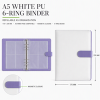 A5 6-Ring Loseblatt-Fotokartenalbum mit 4 Taschen, Macaron PU-Leder Flip-Kartensammelbuch für K-Pop-Karten