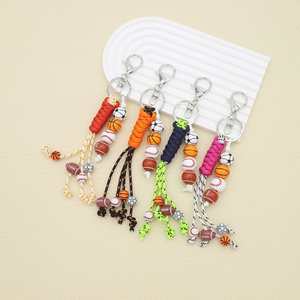 Creative Handmade Woven <b>Rope</b> Basketball Baseball Football Wooden Beads Keychain Leisure Sports Bag Charms Pendant Car Key <b>Chain</b> - Product Image 4