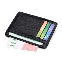 Porte-cartes de haute qualité pour hommes et femmes, logo personnalisé, mini porte-cartes en cuir véritable, luxe, blocage RFID, portefeuille fin pour cartes de crédit