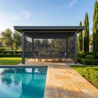 Pergola à lames orientables électriques, contrôle climatique écologique, toit motorisé, revêtement fluorocarboné personnalisé, imperméable, extérieur