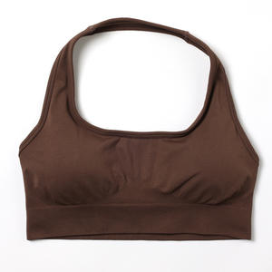 Logo personnalisé recyclé couleur unie à séchage rapide haut élastique Sport débardeur coupe basse Yoga soutien-gorge sans couture entraînement haut niveau <span class=keywords><strong>de</strong></span> forme - Product Image 3