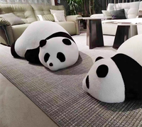 Peluche Panda Mignon Grande Taille JS pour le Repos, le Divertissement et le Jeu, en Polaire Courte Tricotée Douce, Hypoallergénique pour les Enfants