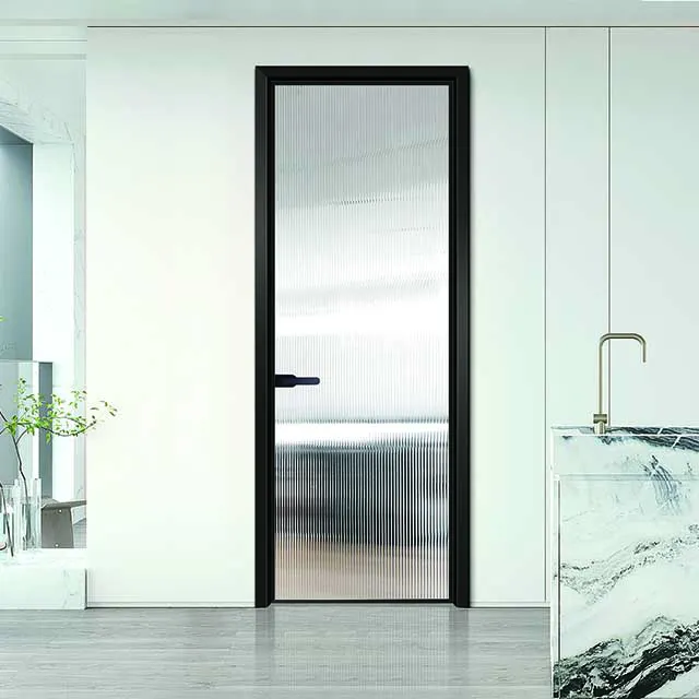 Simple Soundproof Aluminum Alloy Bathroom Door Fixed Open Style with Louver Curtain Vertical Opening for Bedroom Use