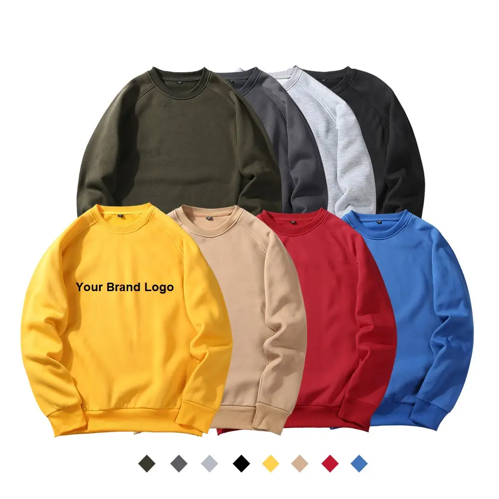 EVERTOP OEM Sudaderas büyük boy Crewnecks polar renk bloğu kazak özel kazak erkekler Hoodies bisiklet yaka kazak erkekler için