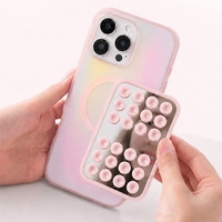 Support de téléphone à ventouse avec miroir personnalisé, support magnétique en silicone avec miroir intégré pour selfies et vidéos mains libres