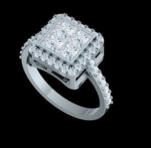 Simple Halo Pave Setting Vintage Compromiso Princesa Corte Lab Grown Diamond Gold Boda Aniversario Regalo Tu esposa Uso diario - Product Image 3