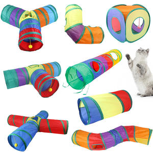 Tunnel interactif pliable à trois canaux pour chat avec jouet seau à percer arc-<span class=keywords><strong>en</strong></span>-ciel - Product Image 2