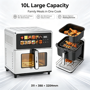 หม้อทอดไร้น้ำมัน Anbolife รุ่นใหม่ ขนาด 10 ลิตร ทำจากสแตนเลส กำลังไฟ 2150 วัตต์ พร้อมโปรแกรมปรุงอาหาร 12 แบบ ทอดไร้น้ำมัน ไขมันต่ำ พร้อมถาดเคลือบสารกันติด - Product Image 3