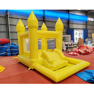 Château gonflable jaune vif uni avec toboggan et piscine à balles, couleur unie, pour enfants, petit modèle, <span class=keywords><strong>location</strong></span> commerciale - Product Image 3