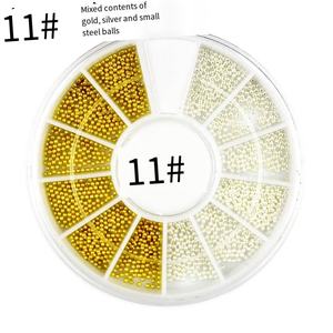 SunelPort Nail Art – Plateau rotatif 12 compartiments pour bijoux, petites perles en acier dorées et argentées de 1 mm, en alliage, non-décolorantes, non-fixables à chaud, pour caviar et strass - Product Image 3
