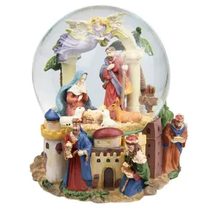 Resin crystal ball music box manger Christian church resurrection Christmas birthday gift