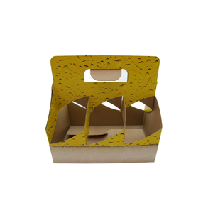 Portavasos de Papel Desechable Personalizado para 2/4 Vasos, con Asa Portátil para Llevar Bebidas como Café, Leche, Té, Cerveza, Vino, Caja de Papel Personalizada - Product Image 1