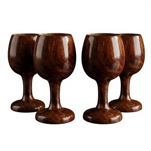Custom Logo <b>Handmade</b> Solid Wood Eco-Friendly Reusable 250ml Modern Design Wine Glass Gift Cup - Product Image 5