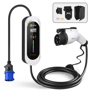 Zencar 32A 7.4KW EV Charger Portable Level 2 Type 1 J1772 EVSE To Blue CEE With Temperature Control