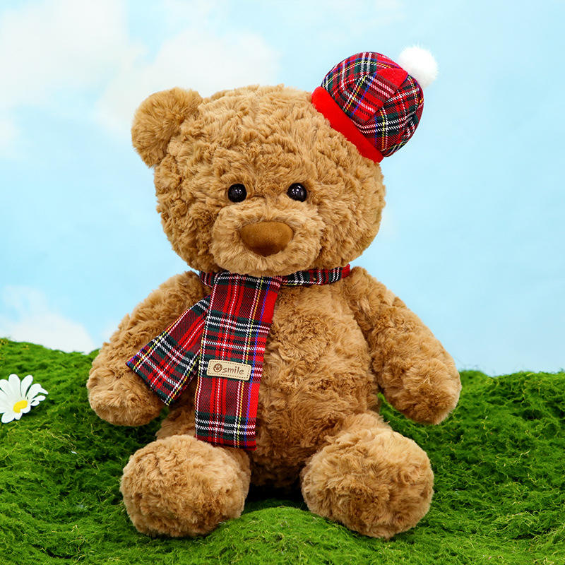Ryan bear - red plaid scarf style 40cm