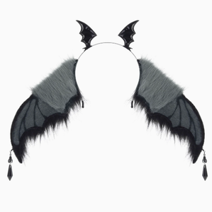 Serre-tête pour femme pour fête d'Halloween, accessoire de cheveux avec ailes de chauve-souris et plumes, noir, rouge, bleu, gris - Product Image 3