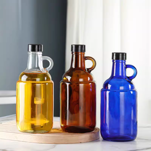 Botella de Vidrio Vacía para Vino, Color Negro, Azul, Ámbar, Esmerilado, Estilo California, 1000 ml, Jarra de Vidrio para Elaboración Casera de Alcohol, Vino de Cereza, con Asa - Product Image 3