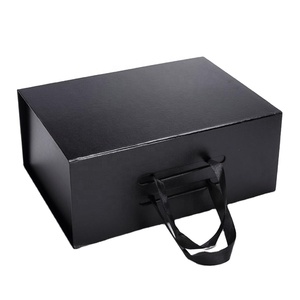 Ready to Ship Rigid Black paperboard luxury magnetic apparel packaging gift box shoe folding cardboard paper box