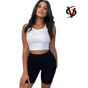 Sexy Wholesale Plain Dyed Black Solid 92% Cotton 8% Elastane Slim Fit Girl Sport Vests Yoga Tracksuit Custom Tank Top for Women