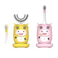Cepillo de Dientes Eléctrico Inteligente en Forma de U con Diseño de Dibujos Animados Personalizado para Niños, Cepillo de Dientes con Carga Inalámbrica para Niños