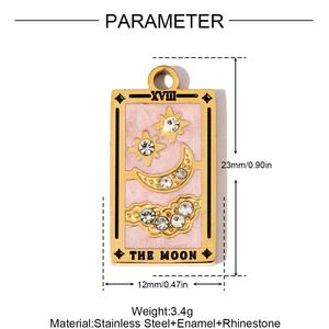 Dijes de Acero Inoxidable Chapados en Oro con Esmalte y Circonita, Diseño de Cartas del <span class=keywords><strong>Tarot</strong></span>, Emperatriz del Mundo, Amantes del Sol, para Collares y Pulseras - Product Image 6