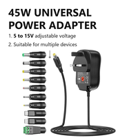 Adaptateur secteur universel 45W AC DC 5V-15V avec port USB 5V 2A pour éclairage LED LCD, routeur, caméra CCTV