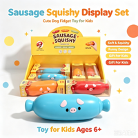Jouet Squishy en forme de saucisse cochon mignon, jouet anti-stress souple à presser, boîte de présentation en gros