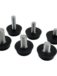 Patins antidérapants en plastique noir à filetage grossier M6x18mm pour pieds réglables de meuble, protecteurs de sol à trois lignes - Product Image 3