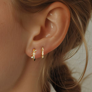 दमिला 925 स्टर्लिंग चांदी की 18k सोने की लुड़ी हुई विंटेज महीन गहने, महिलाओं के लिए झुग्गी इयररिंग्स - Product Image 2