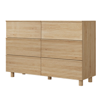 Table basse en bois avec détails ondulés naturels, multi-rangements, table à cocktails avec compartiment latéral ouvert pour le salon