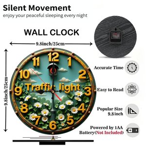 Round Wooden Wall <b>Clock</b> 25x25Cm Nordic <b>Silent</b> Non Ticking Bedroom Decor - Product Image 5