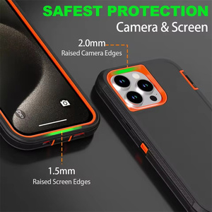 Coque de protection 3-en-1 pour <span class=keywords><strong>iPhone</strong></span> 16 17 16E 15 14 Plus 13 <span class=keywords><strong>12</strong></span> 11 Pro Max <span class=keywords><strong>Mini</strong></span> – Housse hybride antichoc robuste - Product Image 2