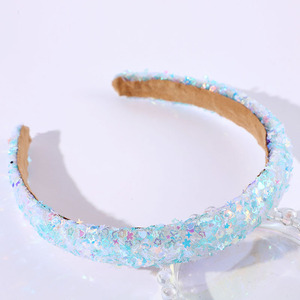 Wholesale <strong>Hot</strong> Sales Women Girl Europe America Headwear Fashion Cute Face Wash Hairband Colorful Wide Padded <strong>Pink</strong> Sequin <strong>Headband</strong> - Product Image 3