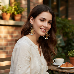 Oro fatto a mano in acciaio inossidabile ciondolo moda luna cuore Design cerchio geometrico per ragazze donne vendita calda all'ingrosso - Product Image 3